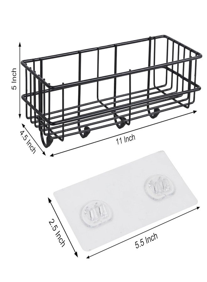 HRB PRODUCTS 2-Pack Shelf Adhesive Bathroom Storage Organiser Shelf Washroom Organizer Accessories Shelves Kitchen Storage Rack with 4-Hooks for Holding Towel (Large) - Image 3
